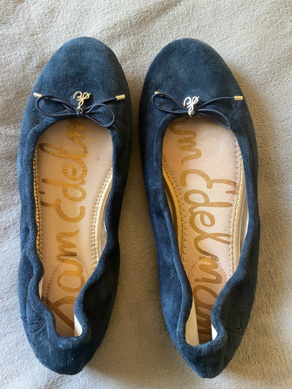 Sam Edelman Navy Blue Suede Ballet Flats with Bow